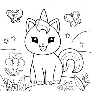 Milaia Koshka Edinorog S Tsvetami Dlia Raskraski 11341 2457