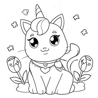 Milaia Koshka Edinorog S Tsvetami Dlia Raskraski 11341 2459