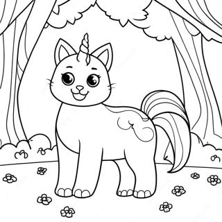 Magicheskaia Koshka Edinorog V Lesu Dlia Raskraski 11342 1049