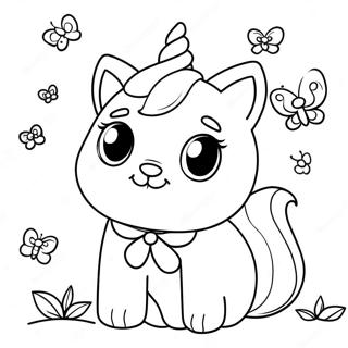 Igrivaia Koshka Edinorog S Babochkami Dlia Raskraski 11343 885