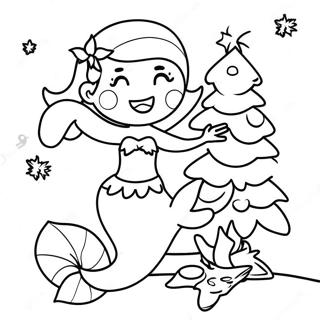 Veselaia Rusalka Na Rozhdestvo Ukrashaiushchaia Elku Raskraska 113603-49605