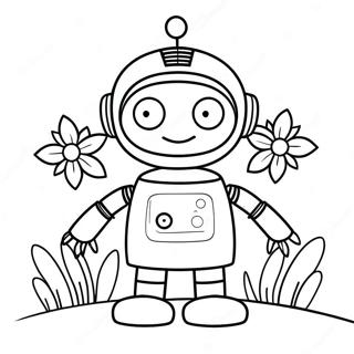 Druzheliubnyi Robot S Tsvetami Dlia Raskraski 11427-1153