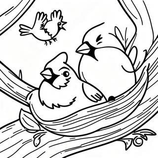 Raskraska Gnezdiashchikhsia Kardinalov Na Dereviakh 118374 53466