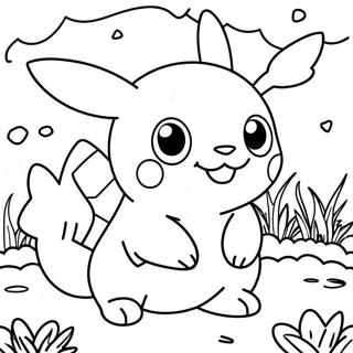 Ocharovatelnyi Malysh Pokemon V Sadu Dlia Raskraski 127298 60839