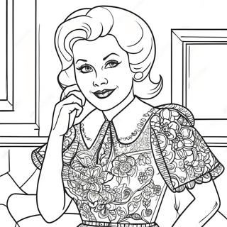 Raskraska Klassicheskoi Zhenshchiny Na Televidenii V Vintazhnom Plate 132540 65036