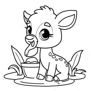 Raskraska Ocharovatelnogo Detenysha Olenia Piushchego Vodu 138698 69987