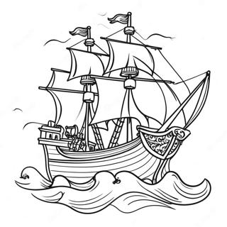 Raskraska Vintazhnogo Piratskogo Korablia V Shtormovom More 37174-8132