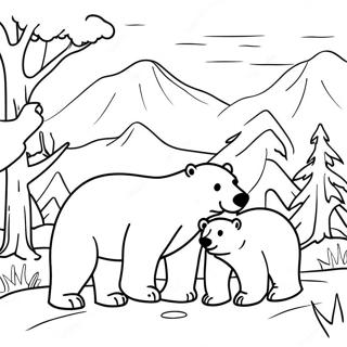 Semia Belykh Medvedei Na Snezhnom Peizazhe Raskraska 40095-8766