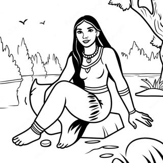 Raskraska Pokakhontas Sidiashchaia U Reki 48268-10565