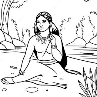 Raskraska Pokakhontas Sidiashchaia U Reki 48268-10568