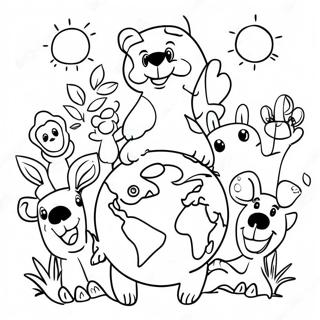 Raskraska Schastlivykh Zhivotnykh Prazdnuiushchikh Den Zemli 76296 19200