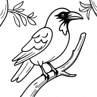 Realistichnyi Voron Sidiashchii Na Vetke Dlia Raskraski 84420-25518