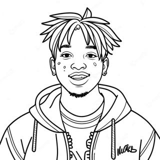 Раскраска Juice Wrld В Стильной Одежде Раскраски