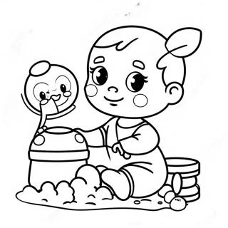 Raskraska Schastlivogo Zhivogo Mladentsa Igraiushchego S Igrushkami 95081 34326