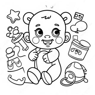 Raskraska Schastlivogo Zhivogo Mladentsa Igraiushchego S Igrushkami 95081 34328