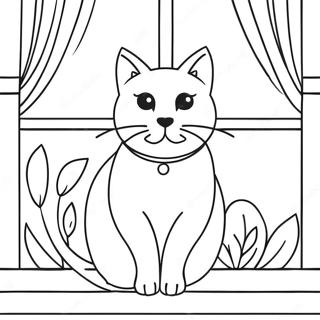 Raskraska S Velichestvennoi Chernoi Koshkoi Sidiashchei Na Podokonnike 99216 37888